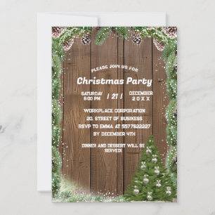 Convite Casamento no inverno Rustic Wood Snowflake