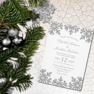 Convite Casamento no inverno Silver Snowflake