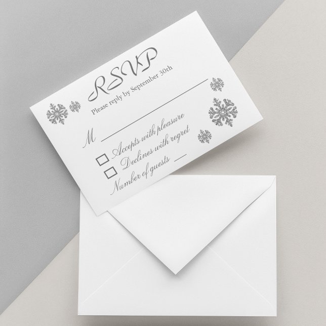 Convite Casamento no inverno Silver Snowflake RSVP (Criador carregado)