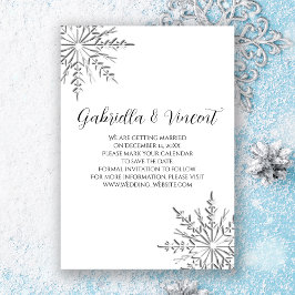 Convite Casamento no inverno Snowflake Guardar a Data