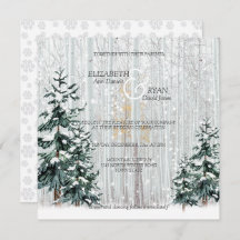 Casamento no inverno Sparkle Snowflakes Pine Trees