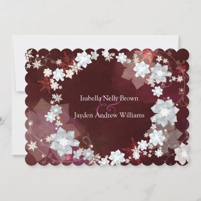 Convite Casamento no inverno Único de Solo Floral (Frente)