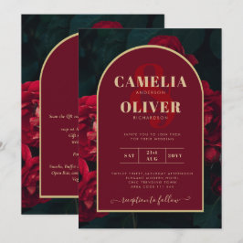 Convite Casamento no inverno Verde da Floresta de Rosas ve