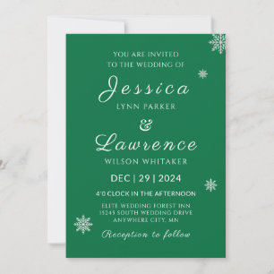 Convite Casamento no inverno Verde Elegante Moderno