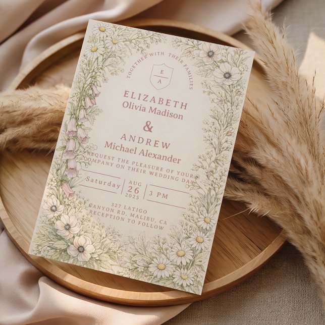 Convite Casamento no Jardim Botânico de Flores Silvestres  (Criador carregado)