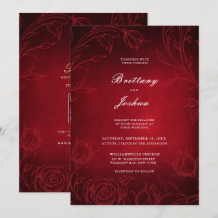 Convite Casamento no Jardim Botânico de Rosas Vermelho Rub