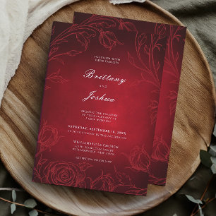Convite Casamento no Jardim Botânico de Rosas Vermelho Rub