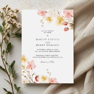 Convite Casamento no Jardim Botânico Floral Elegante Rubor