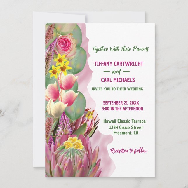 Convite Casamento no Jardim Botânico Floral Lindo (Frente)