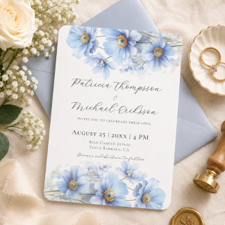 Convite Casamento no Jardim com Flor de Papoula do Himalai