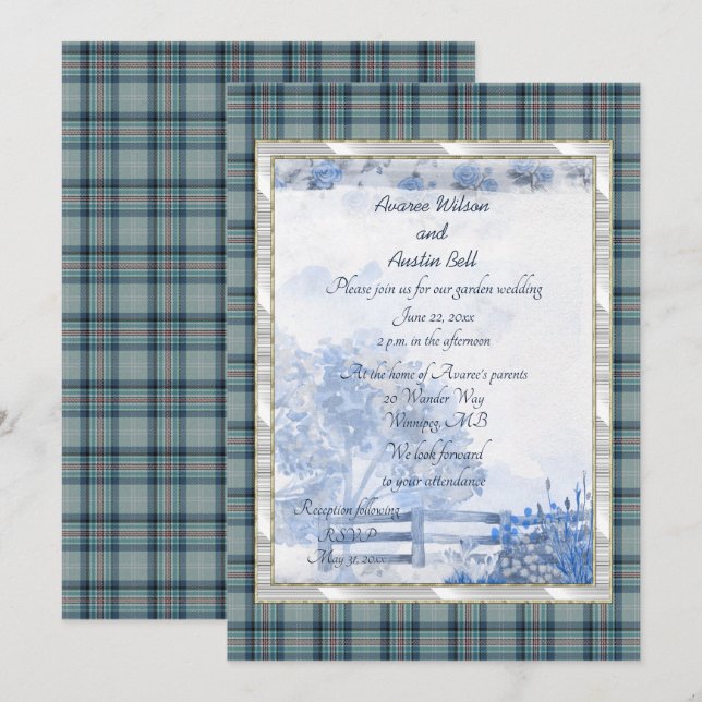Convite Casamento no Jardim com Tarta Memorial da Princesa (Frente/Verso)