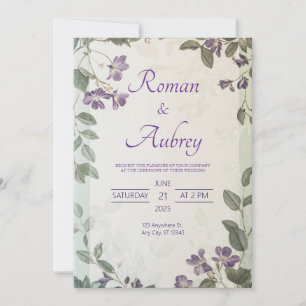 Convite Casamento no Jardim com Vinha de Lavanda Botânica