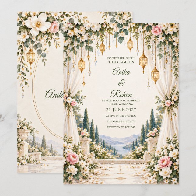 Convite Casamento no Jardim Crystal (Frente/Verso)
