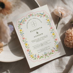 Convite Casamento no Jardim da Casa de Campo com Pássaro C