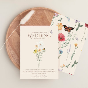 Convite Casamento no Jardim de Borboletas com Flores Silve