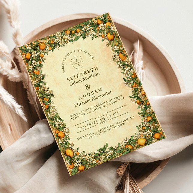 Convite Casamento no Jardim de Citrinos Dourados (Criador carregado)