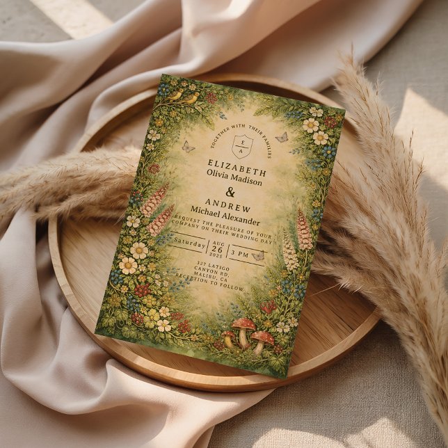 Convite Casamento no Jardim de Flores Silvestres (Criador carregado)