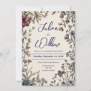Convite Casamento no Jardim de Flores Silvestres Botânicas