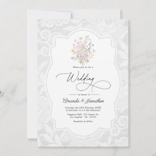 Convite Casamento no Jardim de Flores Silvestres Romântico