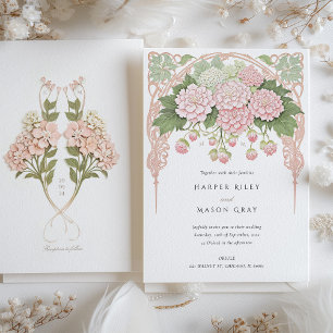 Convite Casamento no Jardim de Hortênsias Delicadas