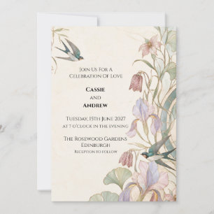 Convite Casamento no Jardim de Íris com Estilo Art Nouveau