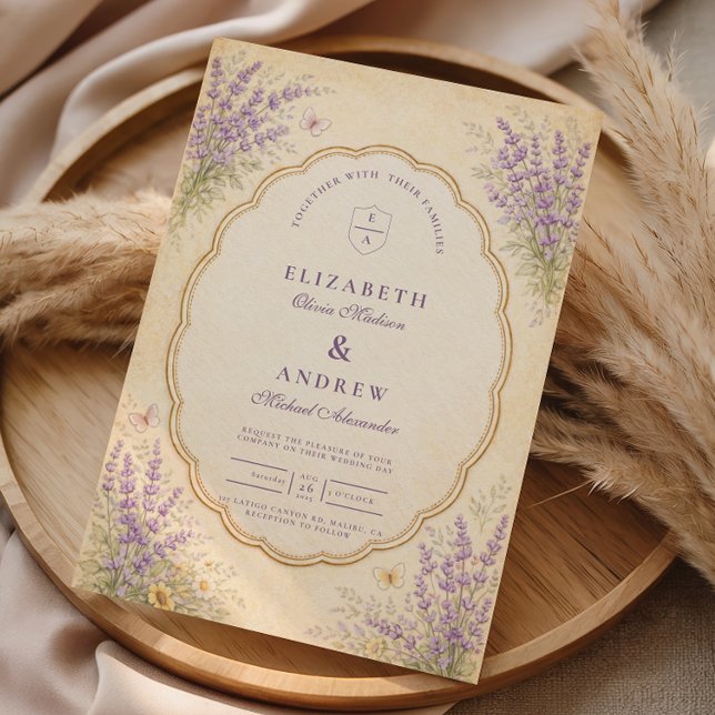 Convite Casamento no Jardim de Lavanda Vintage (Criador carregado)