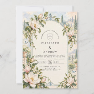 Convite Casamento no Jardim de Magnólia Elegante