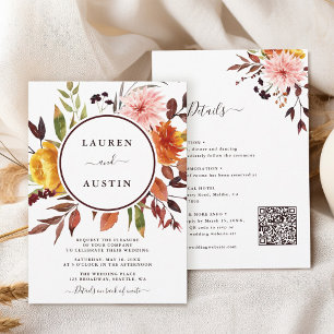 Convite Casamento no Jardim de Outono Elegante Tudo em Um