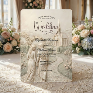 Convite Casamento no Jardim de Romance Grego do Velho Mund
