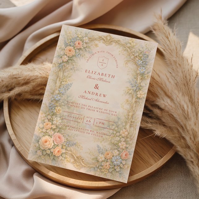Convite Casamento no Jardim de Rosas Barroco (Criador carregado)