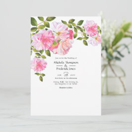 Convite Casamento no Jardim de Rosas Rosa