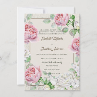 Convite Casamento no Jardim de Rosas Rosa