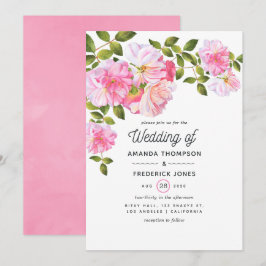 Convite Casamento no Jardim de Rosas Rosa