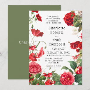 Convite Casamento no Jardim do País da Camélia Vermelha