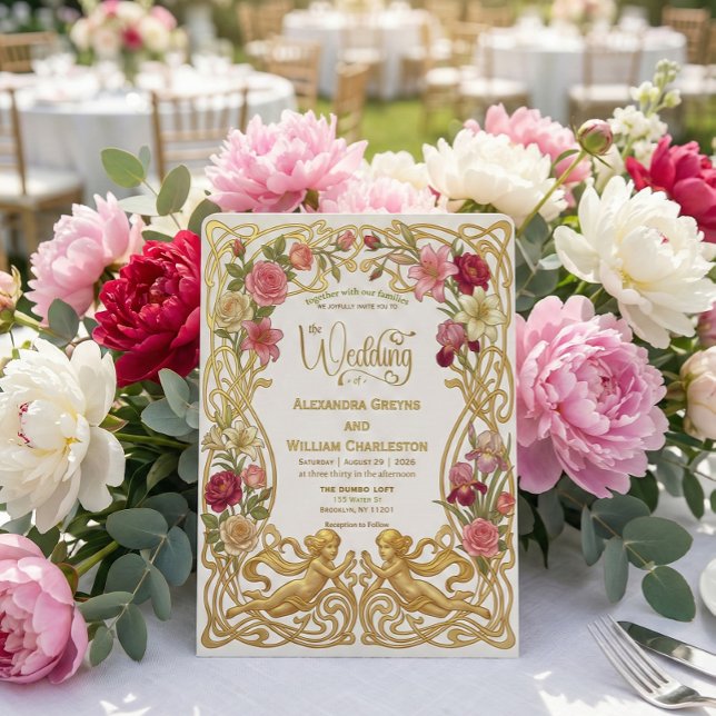 Convite Casamento no Jardim dos Anjos Românticos Barrocos  (Criador carregado)
