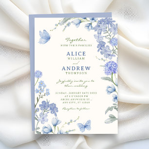 Convite Casamento no jardim floral azul