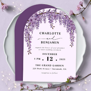 Convite Casamento no Jardim Floral com Galho de Wisteria A