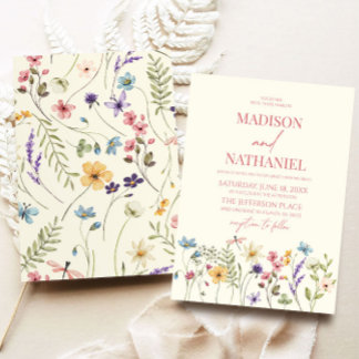 Convite Casamento no Jardim Floral de Flores Silvestres