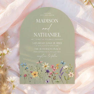 Convite Casamento no Jardim Floral de Flores Silvestres Ve
