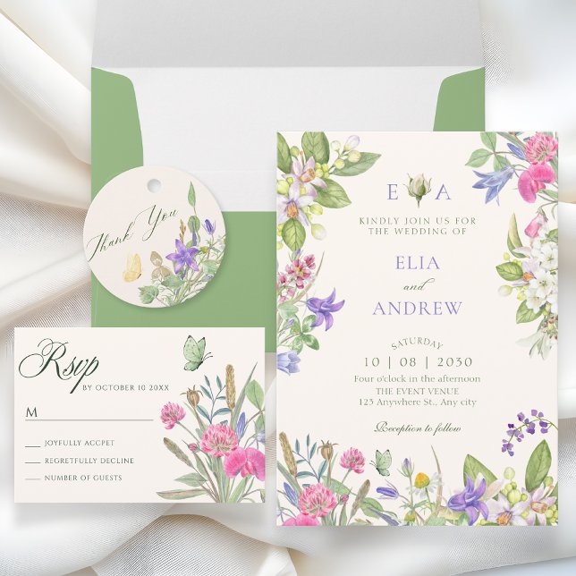 Convite Casamento no jardim floral estético (Criador carregado)