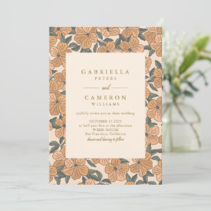 Convite Casamento no Jardim Floral Neutros Boho Moderno