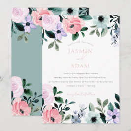 Convite Casamento no Jardim Floral Pastel Elegante
