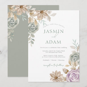 Convite Casamento no Jardim Floral Pastel Romântico