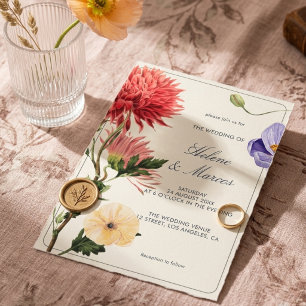 Convite Casamento no Jardim Floral Rosa Roxo Botânico