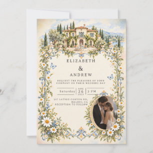 Convite Casamento no Jardim Romântico de Margaridas Fotogr