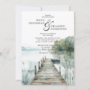 Convite Casamento no Lago da Montanha em Aquarela