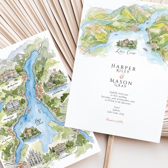Convite Casamento no Lago de Como | Lago di Como (Criador carregado)