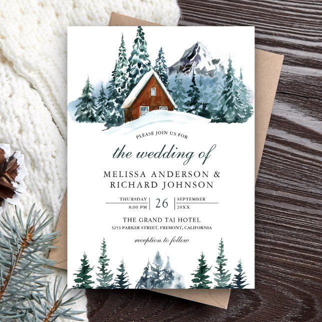 Convite Casamento no Lodge de Cabine de Floresta de Montan (Criador carregado)