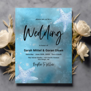 Convite Casamento no Mar Azul Profundo