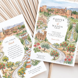 Convite Casamento no Palácio Alhambra em Granada, Espanha